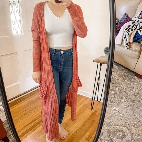 Free People Shadow Stripe Duster Cardigan L - Picture 4 of 8